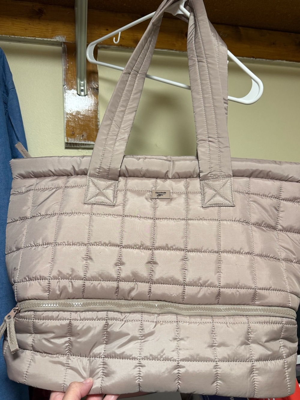 Light Pink Quilted Tote Bag - Unknown Brand
